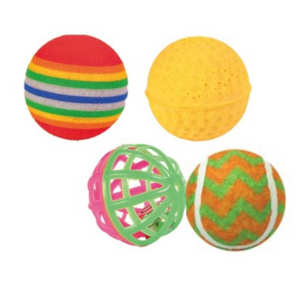 Set de juguetes para mascotas (4 Pelotas de Peluche con Sonidos) PARIS