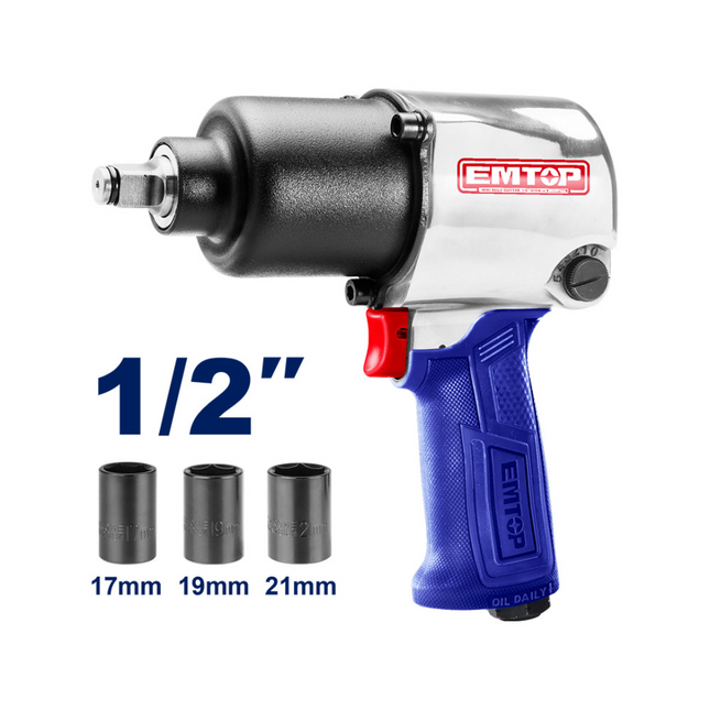 Pistola de Impacto Neu.1/2" 610Nm.+ Acc.EMTOP