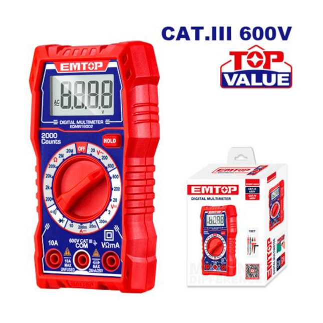 Voltimetro Digital Cat. III 600W EMTOP